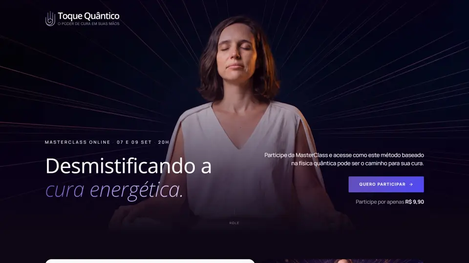 Capa do site Masterclass Toque Quântico